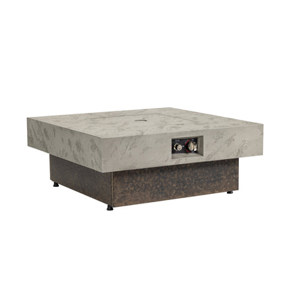 34‑Inch Square Propane Fire Pit Table, Modern 2‑in‑1 Outdoor Fire Pit Table with 3‑Position Adjustable Height for Patio Backyard Leisure