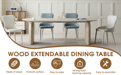 Wood Extendable Dining Table, Modern Oval Kitchen Table with Stylish Dual - Pillar Design, Perfect for Home Dining & Gathering, Multi-functional and Space-saving, Living Room and Dining Room.