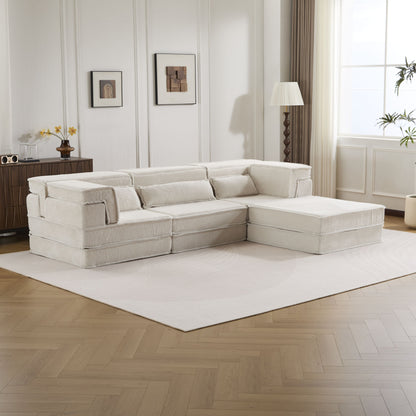 Compression Mahjong Sofa, Convertible Floor Sofa Bed, DIY Boneless Modular Sectional Sofa, No Assembly Required, Circle fleece fabric – Model W3723S00023