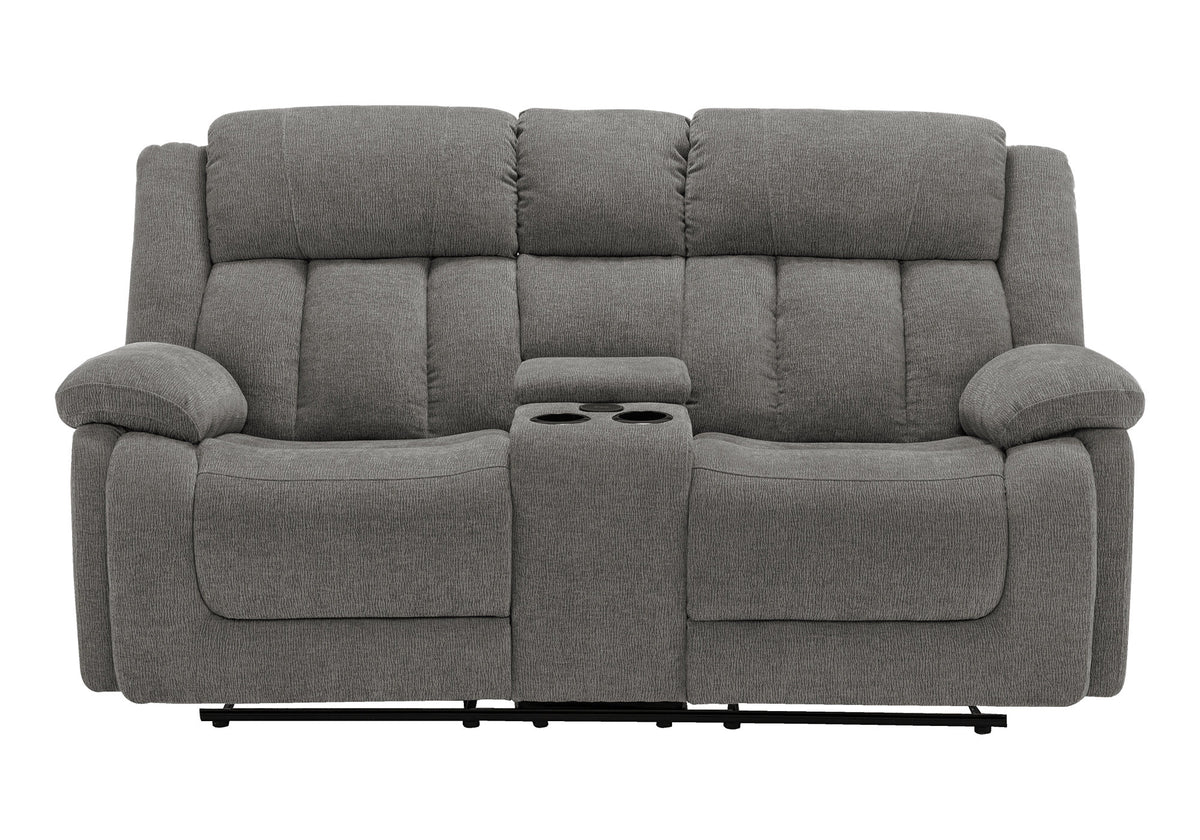 Reclining Love Seat, Power Recliner, 2 Seater, Upholstered, 76" Wide, Console Included, Usb Port Included, Light Grey Fabric, Transitional