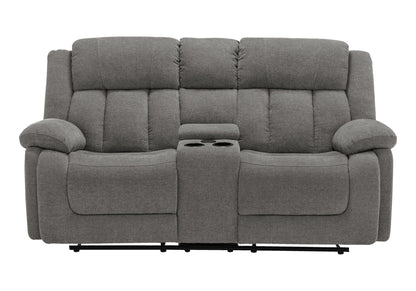 Reclining Love Seat, Power Recliner, 2 Seater, Upholstered, 76" Wide, Console Included, Usb Port Included, Light Grey Fabric, Transitional