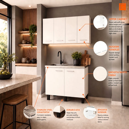 White 2-Piece Kitchen Sink Cabinet Set