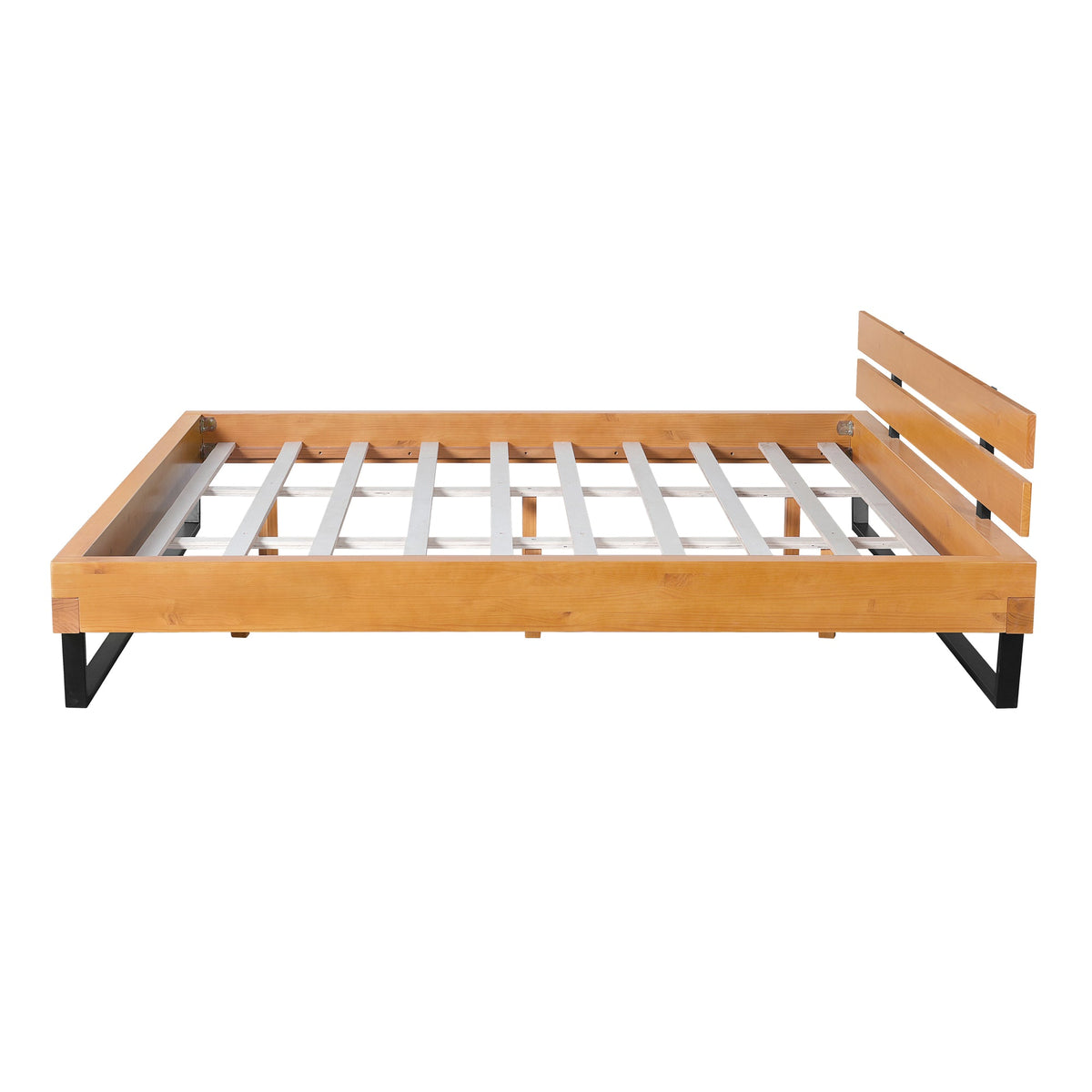 PINE WOOD BED FRAME KING SIZE,NATURAL & BLACK COLOR