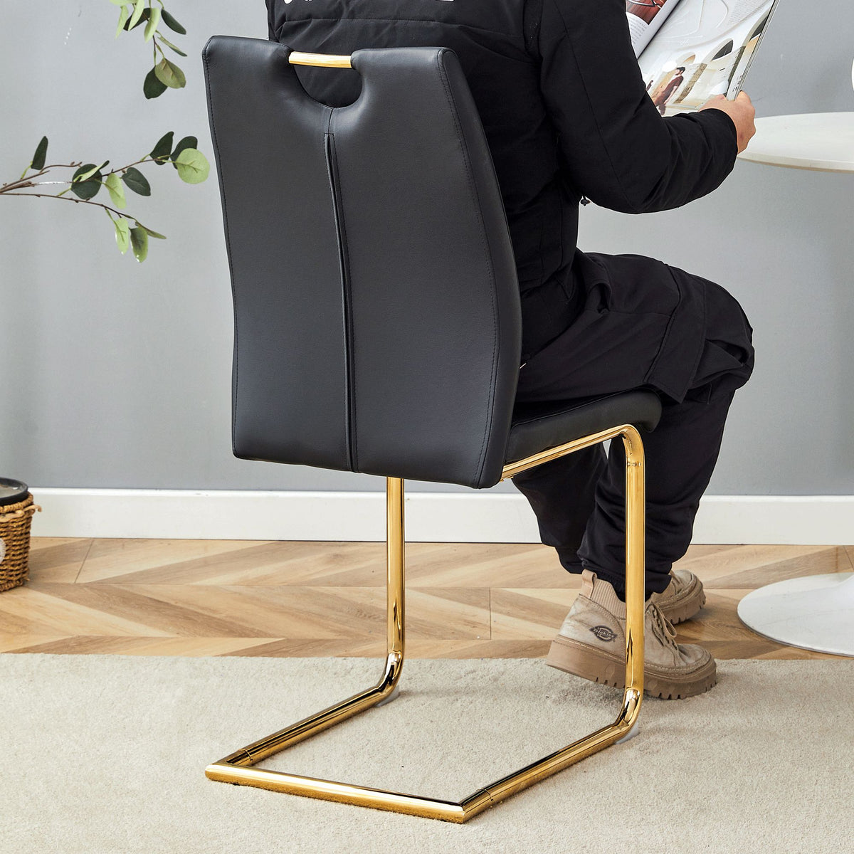 Modern dining chair with PU cushion seat dining chair Living Room Chair Upholstered chair with gold-plated leg leg design, kitchen, living room, bedroom, dining room side chair set of 6.W2920P233522
