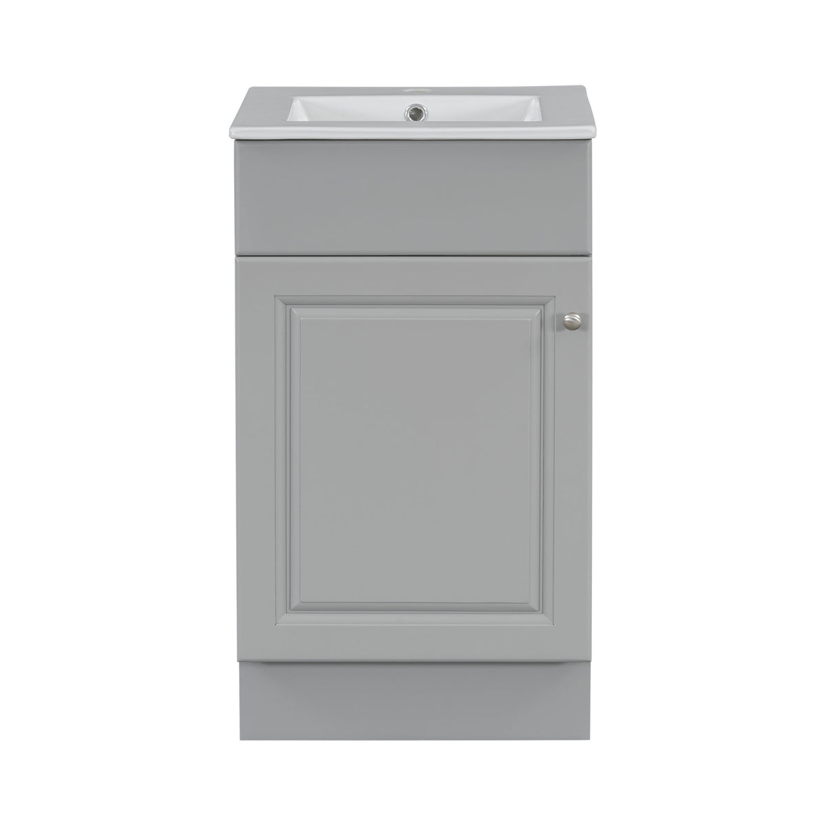 [Video] 18" Bathroom Vanity with Sink, Vanity Cabinet with Door Shelf and Adjustable Shelf, Grey