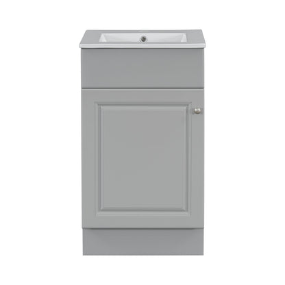 [Video] 18" Bathroom Vanity with Sink, Vanity Cabinet with Door Shelf and Adjustable Shelf, Grey