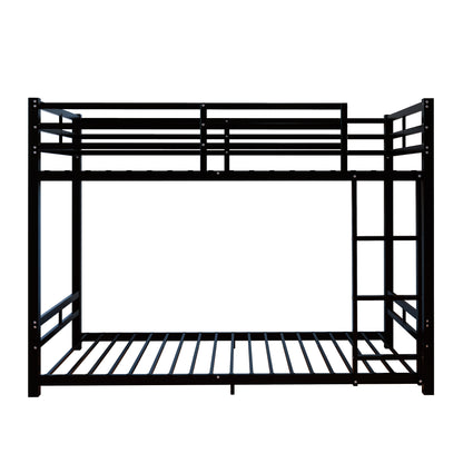 Twin Over Twin Metal Bunk Beds, 19 bed crossbars,Heavy Duty Bed Frame with Safety Guard Rail & Ladder, Low Floor Bunk Bed for Boys Girls Adults,400+480lbs load capacity, No Box Spring Needed (Black)