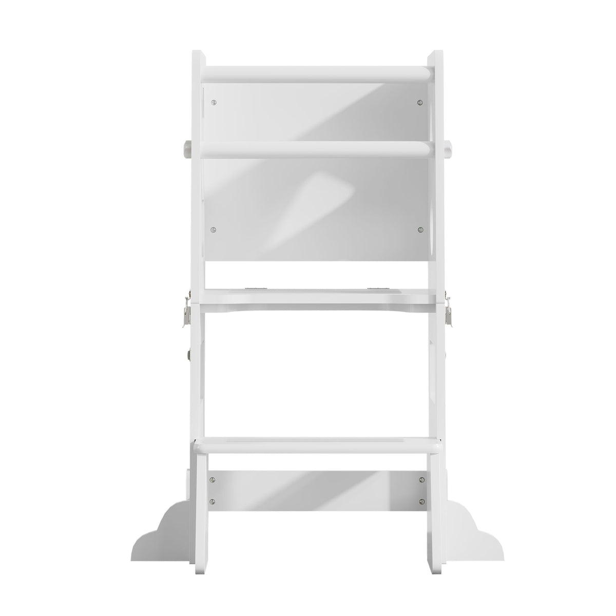 4-in-1 Toddler Kitchen Step Stool,Foldable Learning Standing Tower with Blackboard, Wooden Kitchen Stool Helper for Kids, 1-3 Year Old Boy Girl Gifts(White)