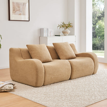 Soft Teddy Fabric Boneless Sofa, No Assembly Required Streamlined Design