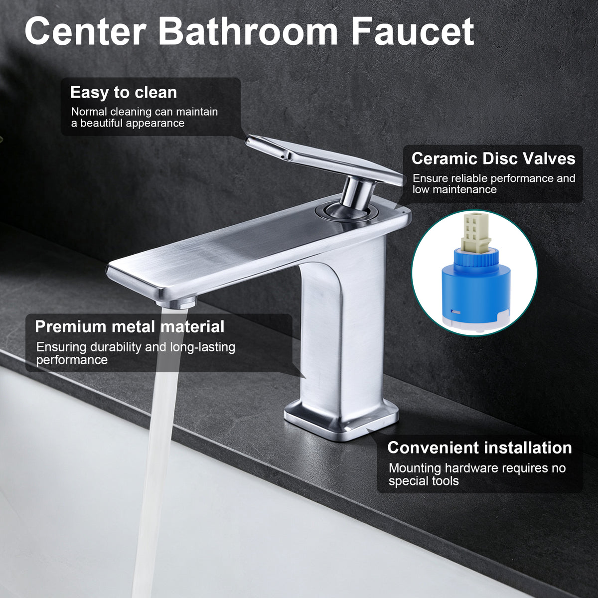 Single Hole Bathroom Faucet,Modern Single Handle Vanity Basin Faucet