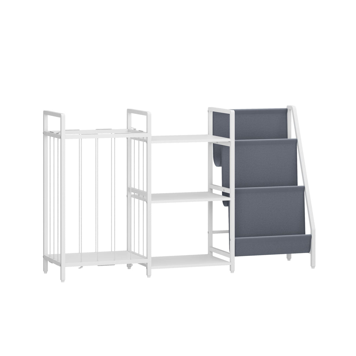 Kids Bookshelf and Toy Storage, 3-in-1 Book Shelf for Kids Rooms, Sling Baby Bookcase with Stuffed Animal Storage, Toddler Montessori Bookshelf for Nursery, Playroom, Kindergarten, Gray