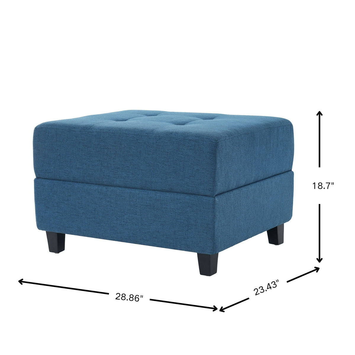 Navy Blue Tufted Ottoman, Fabric Upholstered Footrest with Wood Legs, 28.86"L Indoor Ottoman for Living Room, Bedroom & Entryway,300lbs Weight Capacity