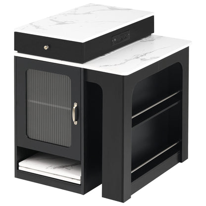 K&K 59.5" Kitchen Island with Extendable Dining Table, Kitchen Storage Table with Double-sided Storage, Kitchen Island with 2 Drawers
