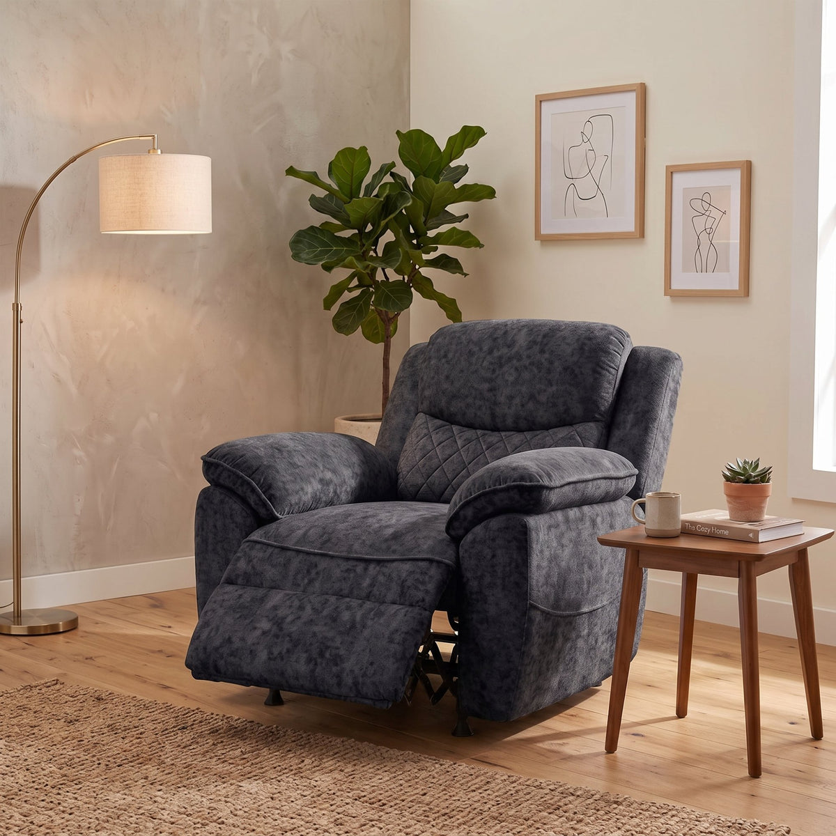 Thick Padded Single Accent Sofa Chair with Armrests, Comfort Indoor Lazy Lounge Chair for Living Room Bedroom Home