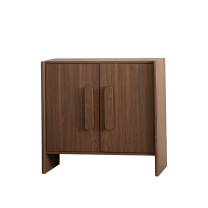 Wood MDF Sideboard Buffet Cabinet, Walnut Brown 2 Door Storage Credenza with Adjustable Shelf, Magnetic Soft Close Door Accent Cabinet for Entryway Living Room Hallway
