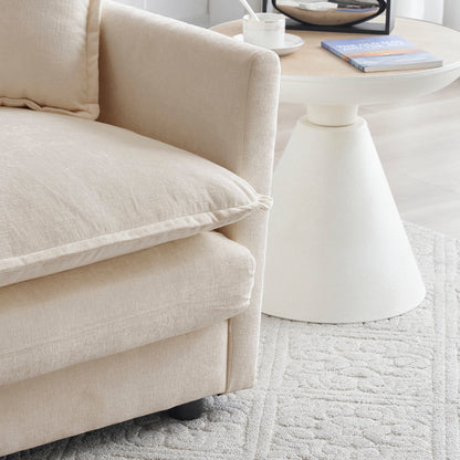 Mid-Century Modern Couch 3-Seater Sofa with 2 Armrest Pillows and 3 Toss Pillows, Couch for Living Room Light Coffee Chenille