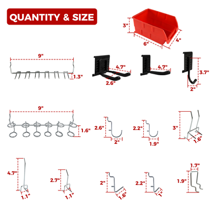 Pegboard Wall Organizer,48 x 36 inch Garage Storage Pegboard ,Metal Peg Board with Hooks & Storage Bins, Tool Panel Organizer