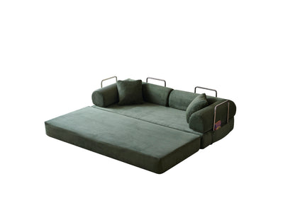78.8' Compression Sofa,Convertible Floor Sofa Bed-with Pillow Back Support Armrest,Comfy Futon Couch Sleeper Bed,Loveseats Boneless Modular Sectional Sofa,Corduroy fabric,for Living Room,Bedroom,Green
