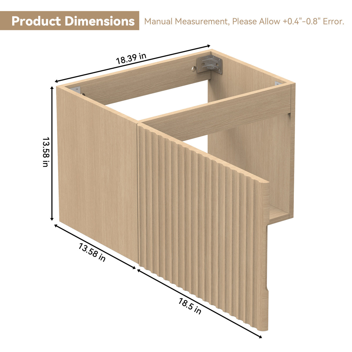 Wall Mount20' Light Oak Bathroom Vanity with Ceramic Sink with one faucet holes, Cabinet  Soft close doors  Pre-installed and completed