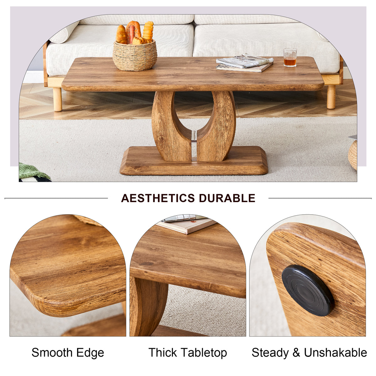 Modern simple luxury rectangular coffee table in wood color. The computer desk. The game table. Suitable, terrace, kitchen. 47 'x 25.6" 18"