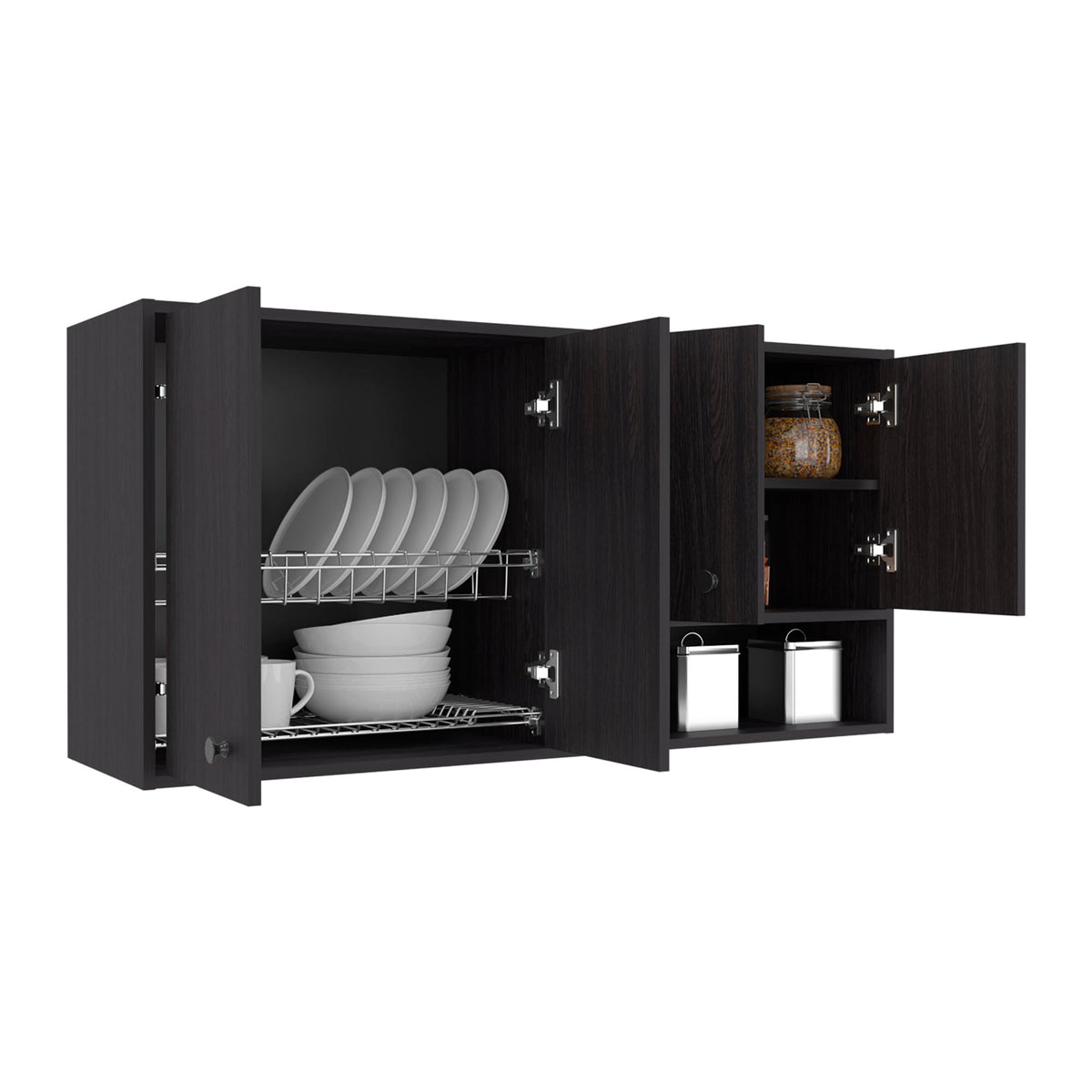Napoleon Wall-Mounted Kitchen Cabinet with 4 Door Closed Storage Cabinets, Interior Shelves and Open Small Storage Space