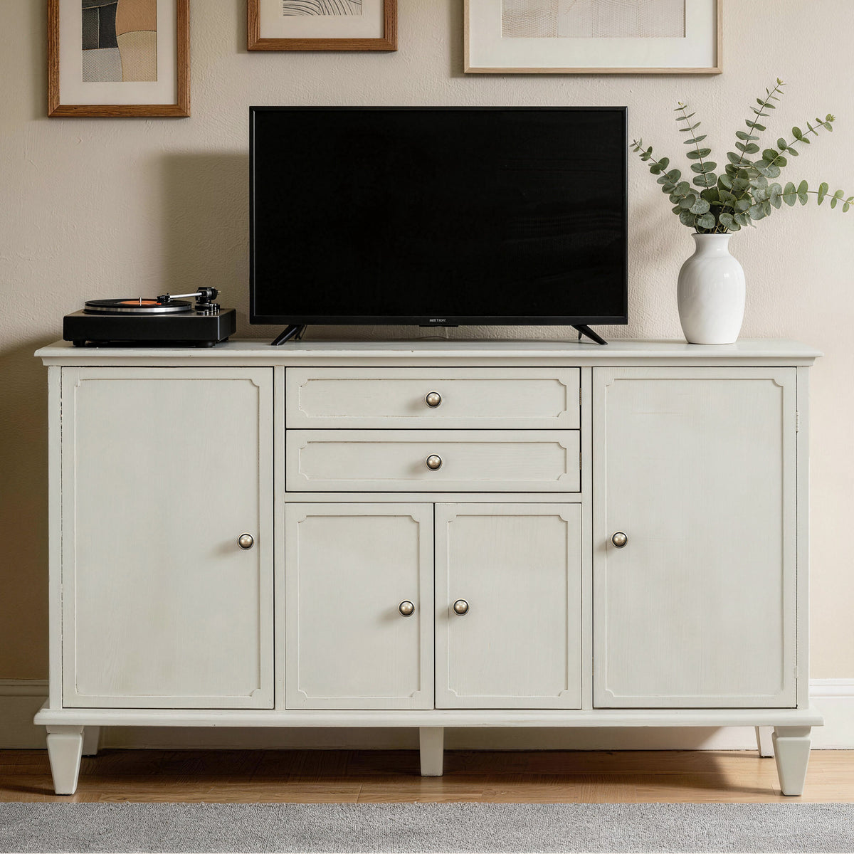 Sideboard Buffet Cabinet with Drawers and Storage Cabinets, Vintage Wooden Console Cabinet with Adjustable Shelves for Kitchen Living Room Entryway