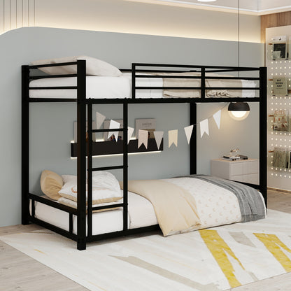 Metal Twin over Twin Bunk Bed/ Heavy-duty Sturdy Metal/ Noise Reduced/ Safety Guardrail,Black