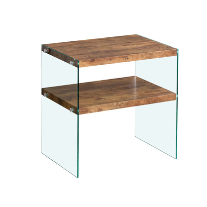 MDF SideTable, Small Tea Table, Walnut Night Stand Tempered Glass Sofa Table