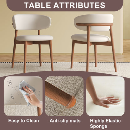 Mid-Century Modern Wooden Feet Dining Chair Set of 2 – White Stylish Chairs for Dining Room, Kitchen, or Living Room, Durable PU & Ash Wood, 20.08 x 20.08 x 30.71 inches