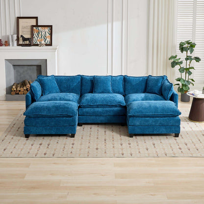 Cloud Sofa 3 Seats (Ottoman is not included), Modern Sectional Couch, Comfy Double Layer Upholstered Seat Cushion – Blue