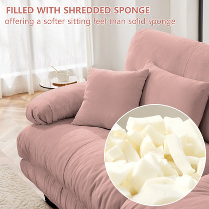 Cloud Couch 2 Seater Sofa, Chenille 2 - Seat sofa with 2 Lumbar pillows and 2 throw pillows, Chenille Pink