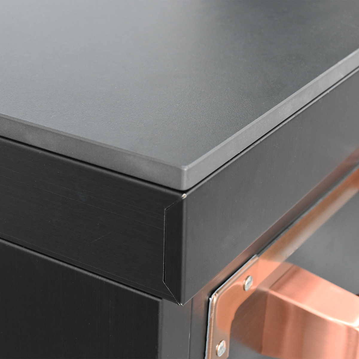 Luxury Black Titanium Outdoor Kitchen Island, 6-Burner 87,900 BTU Gas Grill with Infrared Rear Burner, 70L Refrigerator, Sink, Pull-Out Trash Bin, Rotisserie & Cover, Black/Rose Gold