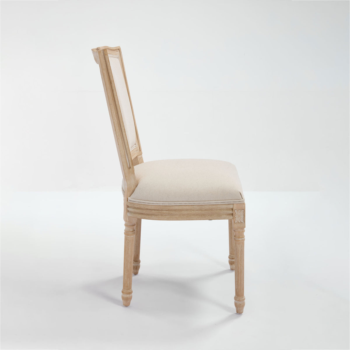 French Country Dining Chairs Set of 2, Upholstered Chairs with T-shaped Back, Wire drawing and carving techniques, Disassemblable
