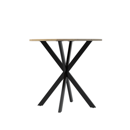 31.5 Inch Round Dining Table, Small Circle Kitchen Table with Metal Black Legs for 2-4 people, Modern Dining Room Table, Brown (only table) – 0.7Inch