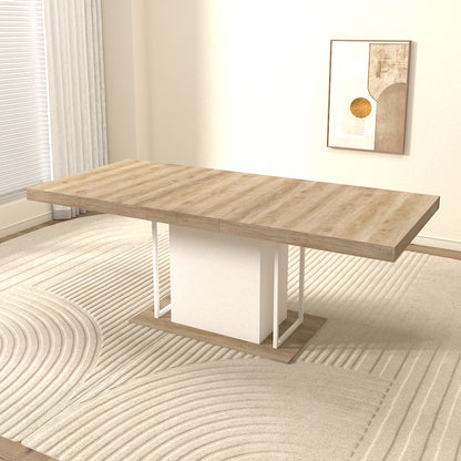 Rectangle extendable dining table for 6-10 people aged effect wood 160-200 cm