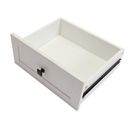Farmhouse Coffee Bar with Mini Fridge Space & Built-in Charging Station,Large Bar Cabinet with Drawers & Adjustable Shelves for Kitchen, Dining Room, or Living Room, White