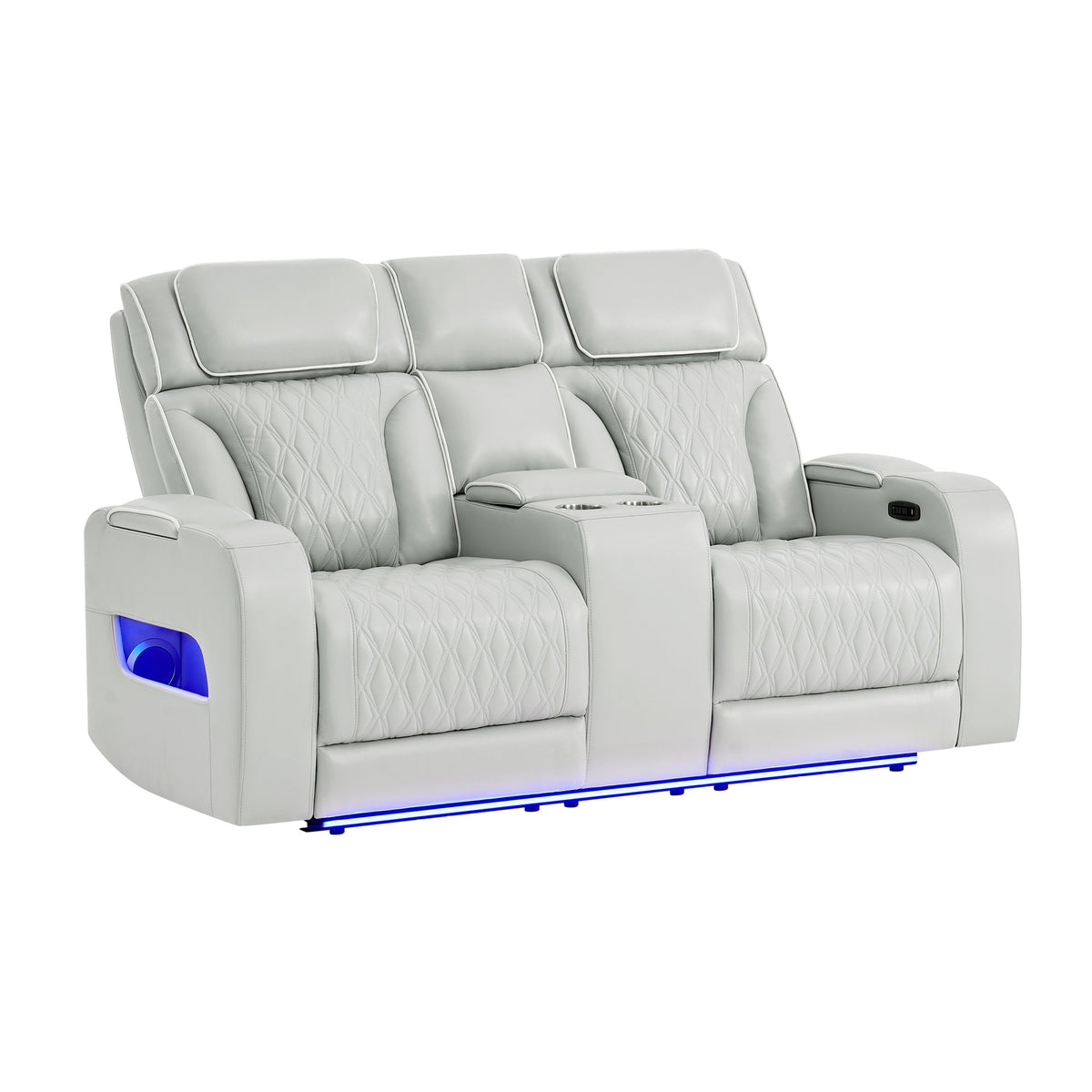 JULIAN SILVER PWR CON REC LOVESEAT WITH PHR, LED & SPEAKER