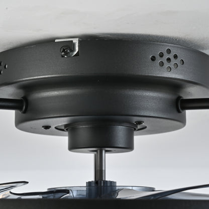 Rustic Black Ceiling Fan with Light, Farmhouse Flower Caged Ceiling Fan with Remote, LED Low Profile Ceiling Light for Bedroom Kitchen Living Room