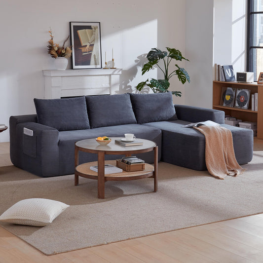 New 96.9'Compressible doubleCloud Sectional Couch with L-Shape Chaise, Modern Modular Sofa with Deep Seat, Upholstered Couches