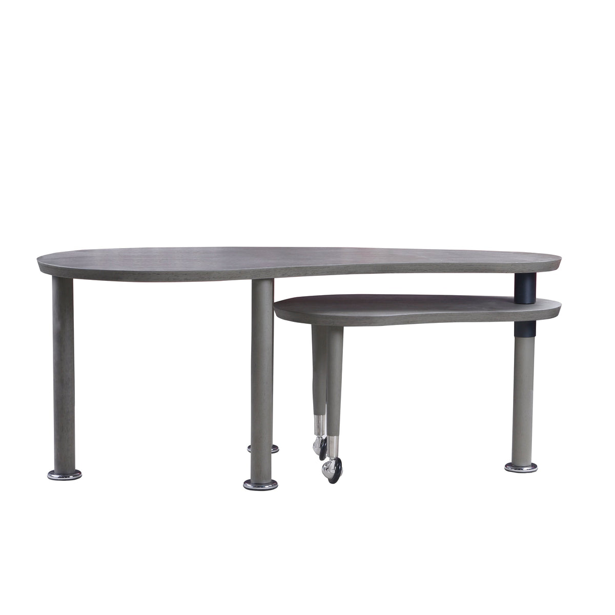 Contemporary rotatable cocktail table with solid rubber wood legs, 360 degree rotating coffee table with wood grain veneer tabletop grey brown / walnut / black finish for living room, bedroom