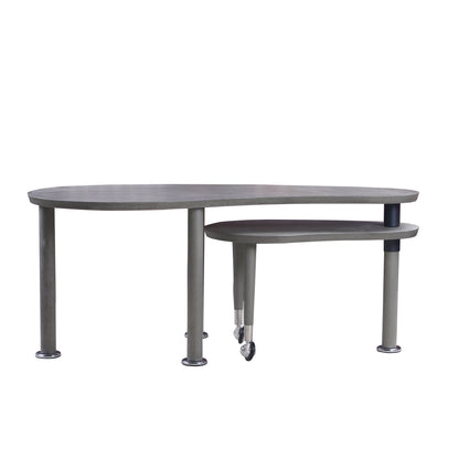 Contemporary rotatable cocktail table with solid rubber wood legs, 360 degree rotating coffee table with wood grain veneer tabletop grey brown / walnut / black finish for living room, bedroom