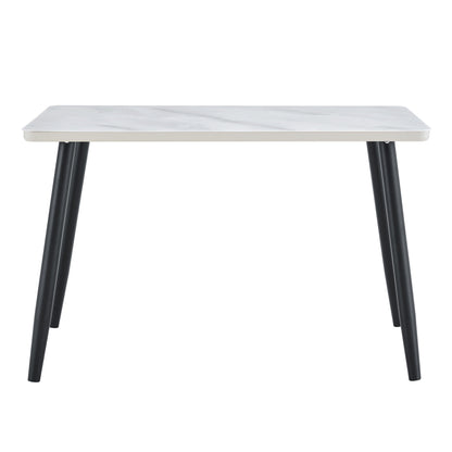 Modern minimalist rectangular dining table, suitable for 4-6 people. Tempered glass countertop+lower MDF board, imitation marble texture – Model W1151S04621