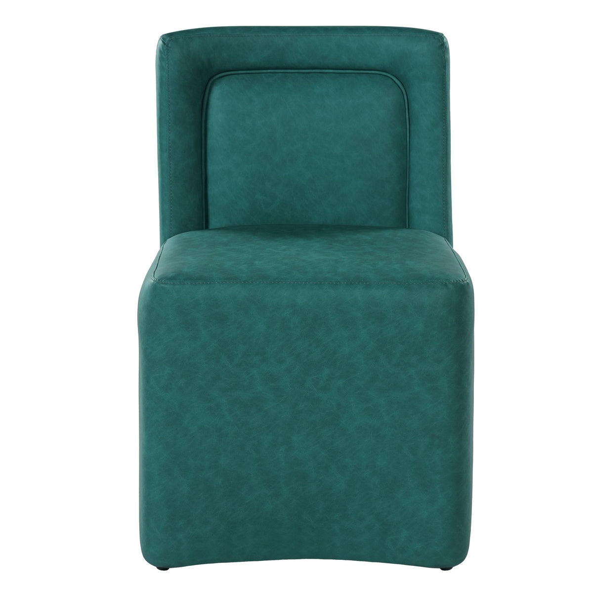 Set of 2 Green PU Upholstered Dining Chairs, Vintage Green Finish, Plywood Frame, 400lbs Capacity, Fully Assembled