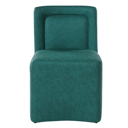 Set of 2 Green PU Upholstered Dining Chairs, Vintage Green Finish, Plywood Frame, 400lbs Capacity, Fully Assembled