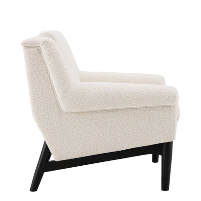 Modern Accent Chair with Flared Arms, Upholstered Lounge Chair, Mid-Century Modern Armchair with Solid Wood Legs, Ergonomic Reading Chair