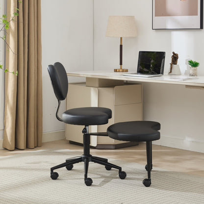 Meditation Chair Plus, Cross Legged Chair with Wheels, ADHD Chair, Criss Cross Desk Chair with Lumbar Support and Adjustable Stool – Black