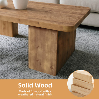 This coffee table with walnut color crafted from selected natural solid wood ,retaining natural wood grain,warm and rustic wood tones.