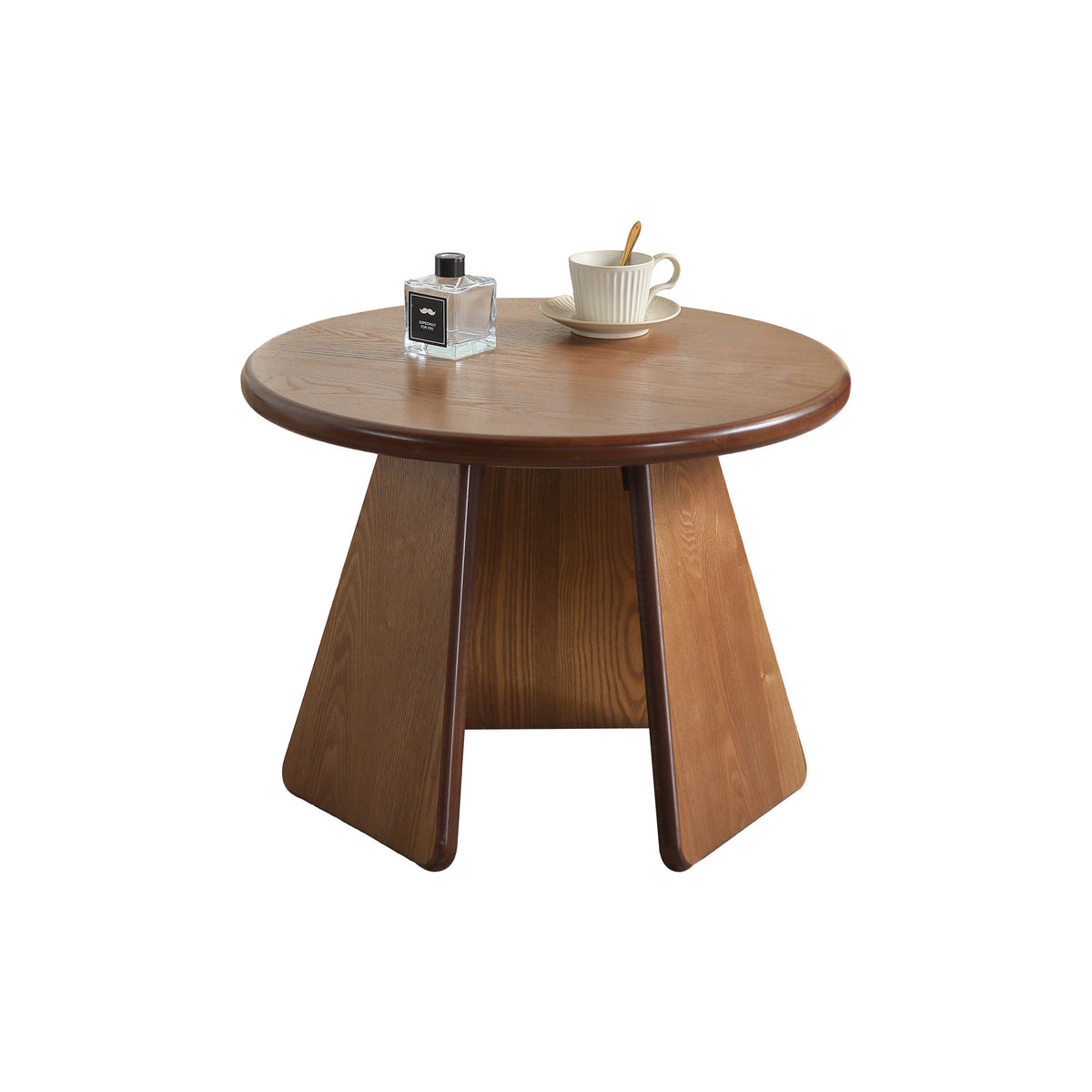 23.23' Round Side Table, Small Wood Coffee Table with Three Slanted Legs, Modern Minimalist Accent Table for Living Room, Bedroom and Balcony