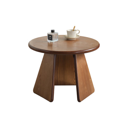 23.23' Round Side Table, Small Wood Coffee Table with Three Slanted Legs, Modern Minimalist Accent Table for Living Room, Bedroom and Balcony