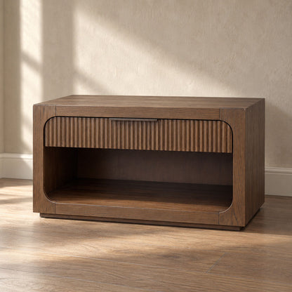 Leanna Brown Oak Nightstand w/Wood Top